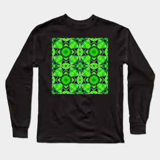 Pretty Green Leaves Lucky Clover Greenery Pattern 2 Long Sleeve T-Shirt